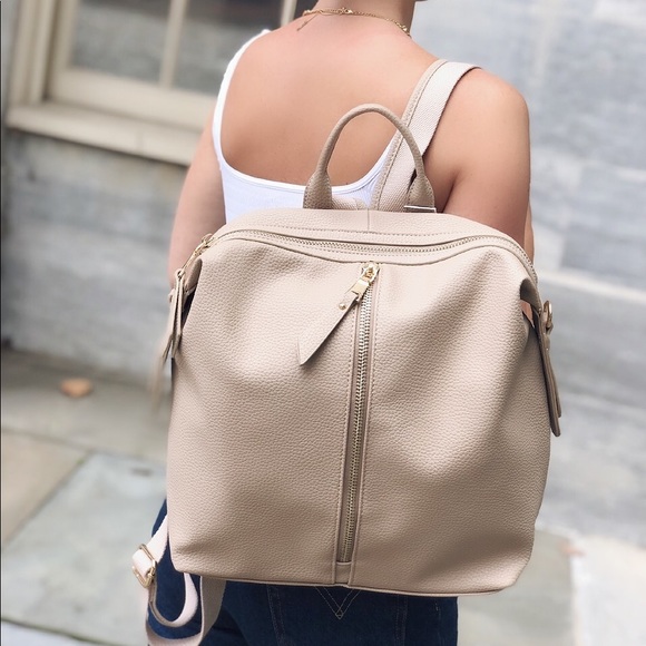 Kenzie Nude Vegan Leather Backpack - Picture 8 of 8